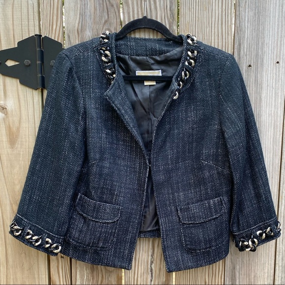 Michael Kors Jackets & Blazers - Like New Michael Kors Tweed and Chain Accent Jacket Blazer